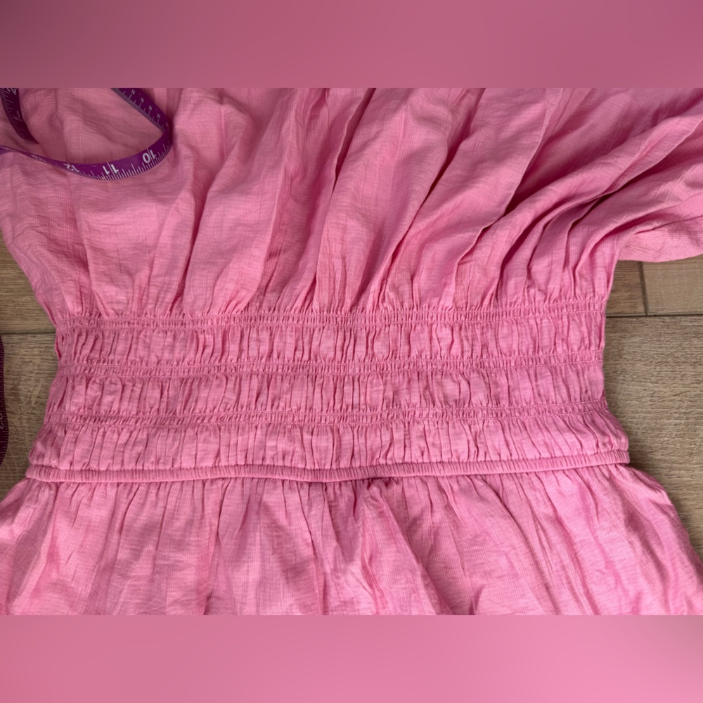 Pink Ruched Waist Flutter Sleeve Pink Mini Dress Summer Feminine Coquette Airy - Picture 7 of 8
